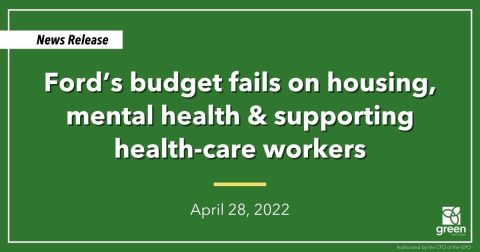 Ford’s budget fails on housing, mental health & supporting health-care workers
