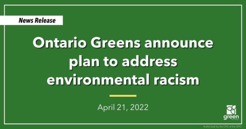 Ontario Greens announce plan to address environmental racism￼