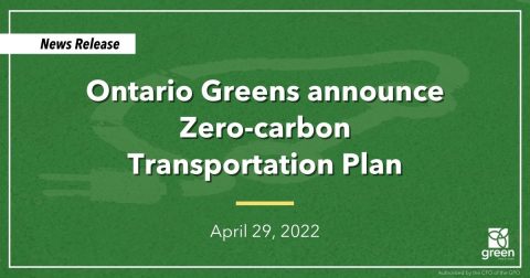 Ontario Greens announce Zero-carbon Transportation Plan