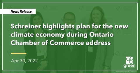 Schreiner highlights plan for the new climate economy during Ontario Chamber of Commerce address
